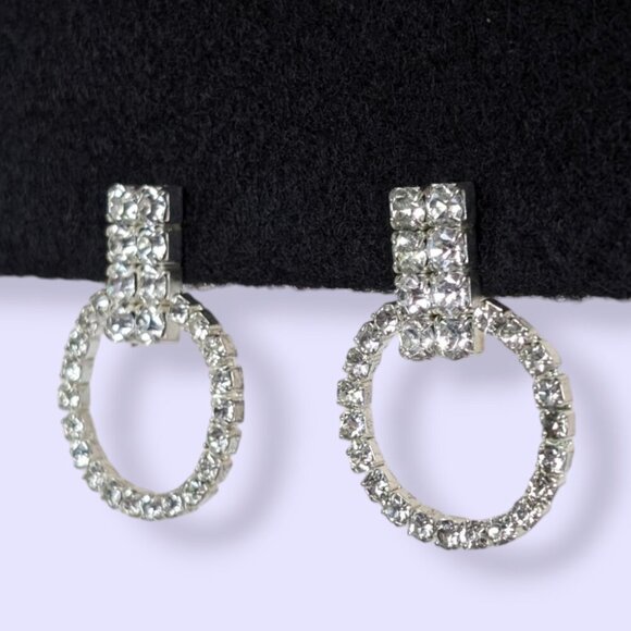 (2/$20) Vintage Rhinestone Cut Out Earrings - Picture 3 of 5